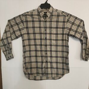 C88 Eddie Bauer Mens Flannel Plaid Long Sleeve Button Up Shirt Size Small